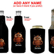 Load image into Gallery viewer, Personalised Owl Stubby Holder Slim Line, Standard Size or Zip Up Style