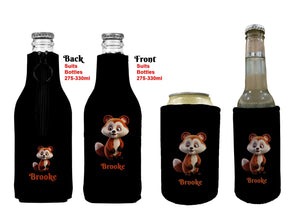 Personalised Red Panda Stubby Holder Slim Line, Standard Size or Zip Up Style