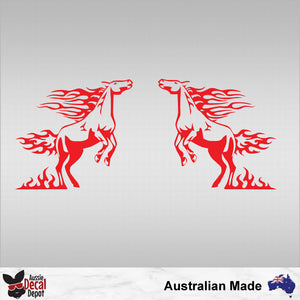 Horse Flame Tribal Decal Mirrored Pair