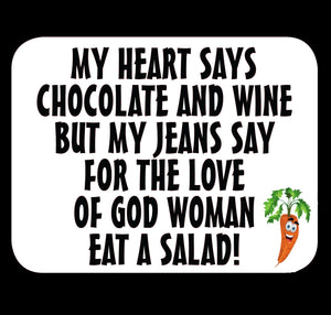 My Heart Says Chocolate & Wine Fridge Magnet