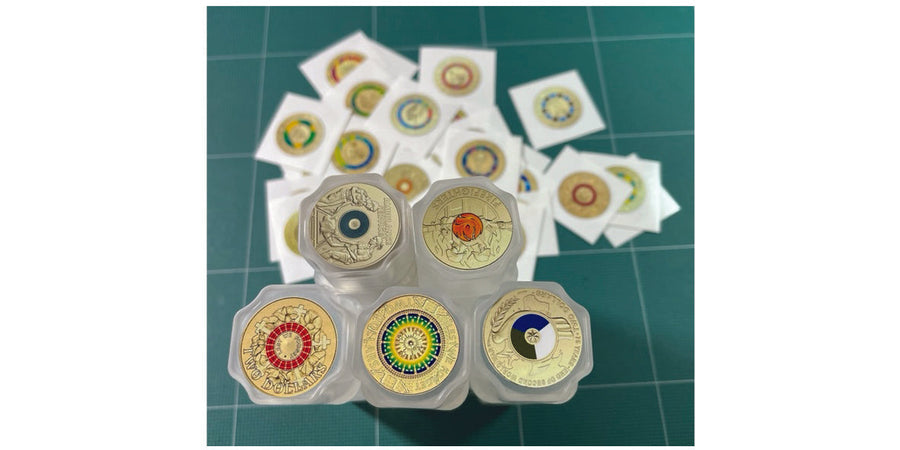 $2 2017 Lest We Forget Mosaic Coin Tube Stickers 10 Pack With Free Postage (tube not included)