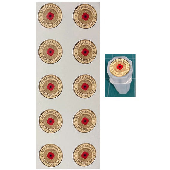 $2 Red Poppy Coin Tube Stickers 10 Pack With Free Postage (tube not included)