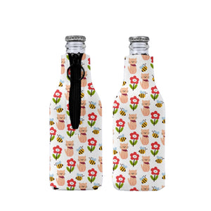 Cats and Bees Stubby Holder Zip Up Bottle Holder Suits Cruiser 275ml Beer 330ml