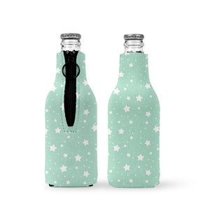 Green Stars Stubby Holder Zip Up Bottle Holder Suits Cruiser 275ml Beer 330ml