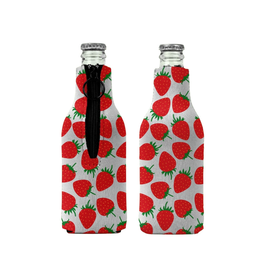 Strawberry Stubby Holder Zip Up Bottle Holder Suits Cruiser 275ml Beer 330ml