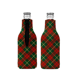 Tartan Christmas Stubby Holder Zip Up Bottle Holder Suits Cruiser 275ml Beer 330ml